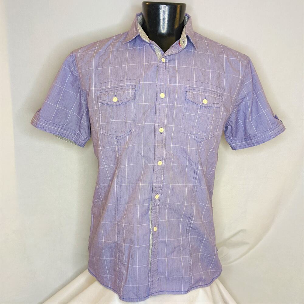 Hilfider Denim Co. Men's Button Up Shirt Blue Checker XXL